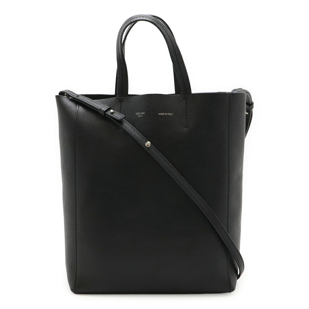 Celine Vertical Cabas Tote Bag Handbag Shoulder Leather Black